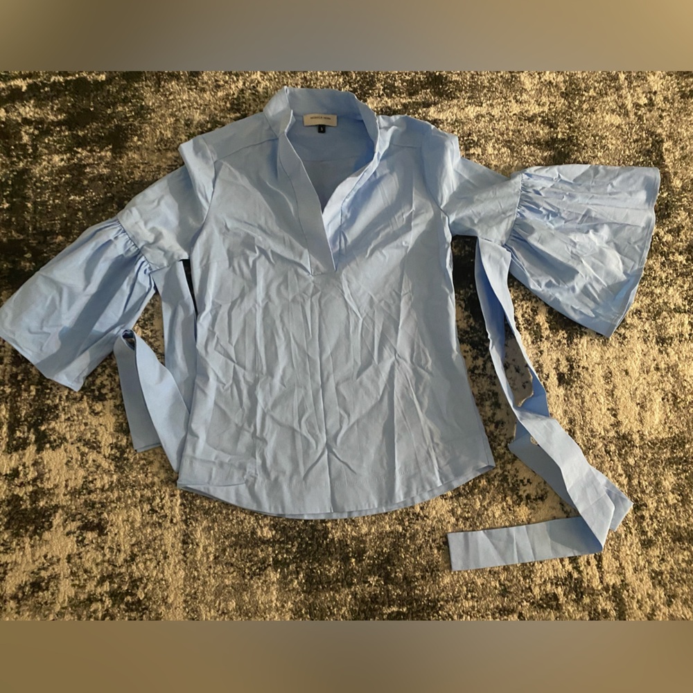 Light Blue Puff Sleeve Blouse